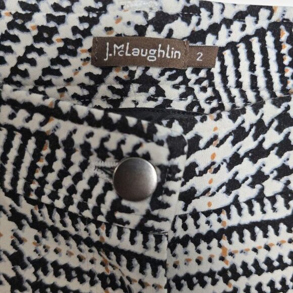 J MCLAUGHLIN Size 2 Becca Slim Leg Ankle Pants Houndstooth Plaid Black White - Picture 3 of 4